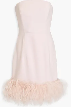 16Arlington Trägerloses Minikleid aus Crêpe mit Federverzierung - Pink - UK 10