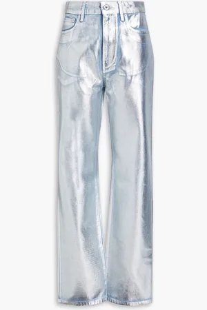 Paco rabanne Hoch sitzende Bootcut-Jeans mit Metallic-Beschichtung - Metallic - 25