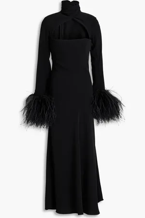 16Arlington Odessa Midikleid aus Crêpe mit Federn und Cut-outs - - UK 6