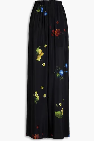 Elie saab Hose mit weitem Bein aus Crêpe de Chine aus Seide mit floralem Print - - FR 36