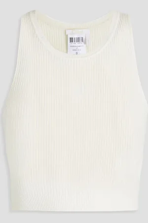 Chloé Cropped Oberteil aus gerippter Wolle mit Cut-outs - Weiß - XL