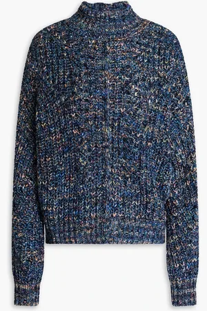 Marant Etoile Jarren Rollkragenpullover aus meliertem Rippstrick - Blau - FR 40