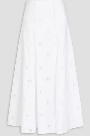 Chloé Midirock aus Baumwolle mit Details im Hohlstich und Lochstickerei - - FR 36