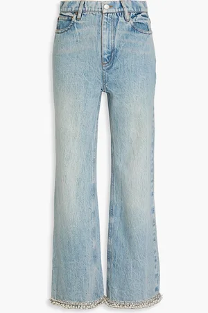 ALICE+OLIVIA Alice Olivia - Ora hoch sitzende Jeans mit weitem Bein und Zierperlen - Blau - 24