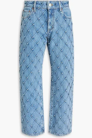 ALICE+OLIVIA Alice Olivia - Hoch sitzende Jeans mit geradem Bein und Verzierung - Blau - 26