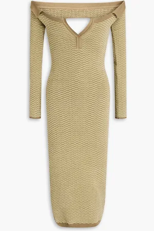 Jacquemus La Robe Maille Pampero schulterfreies Kleid aus Jacquard-Strick aus einer Baumwollmischung - Grün - FR 34