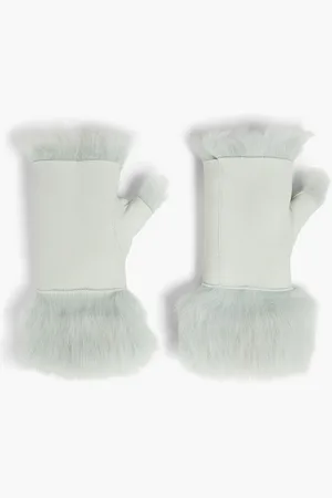 KARL DONOGHUE Fingerlose Handschuhe aus Shearling - Blau - ONESIZE