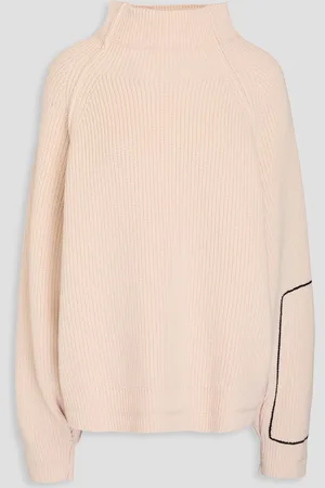 Victoria Beckham Rollkragenpullover aus gerippter Wolle mit Stickereien - Weiß - XL