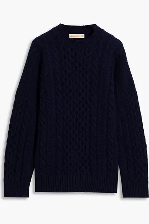 &Daughter Wollpullover mit Zopfstrickmuster - Blau - M