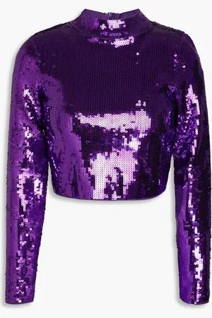 Sandro Cropped Oberteil aus Rippstrick mit Pailletten - - 1