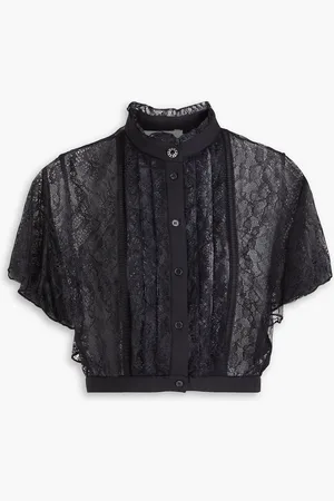 Sandro Cropped Oberteil aus Chantilly-Spitze mit Biesen - - 0