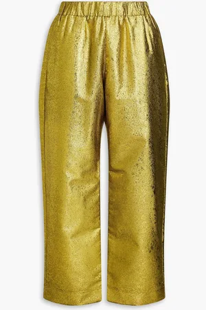 STINE GOYA Isra Cropped Hose mit geradem Bein aus Jacquard mit Metallic-Effekt - Metallic - XS