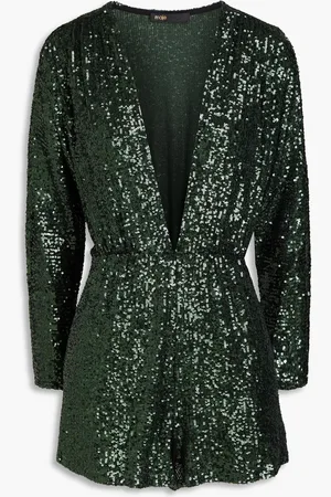Maje Playsuit aus Strick mit Pailletten - Grün - FR 40