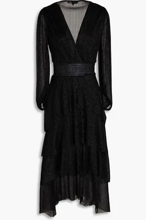 Maje Tiered metallic knitted midi dress - - FR 34