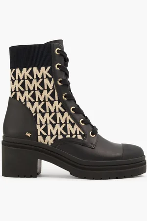 Michael Kors Brea 39 Combat Boots aus Jacquard-Strick und Leder - - US 8