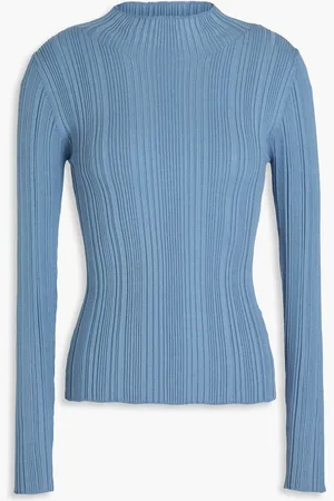 VERONICA BEARD Vinny Rollkragenpullover aus Rippstrick - Blau - XS
