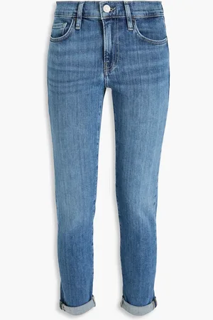 Frame Le Garcon Cropped Boyfriend-Jeans mit schmaler Passform - Blau - 27