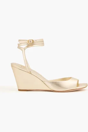 Stuart Weitzman Tia 85 Wedges aus Metallic-Leder - Metallic - EU 38.5