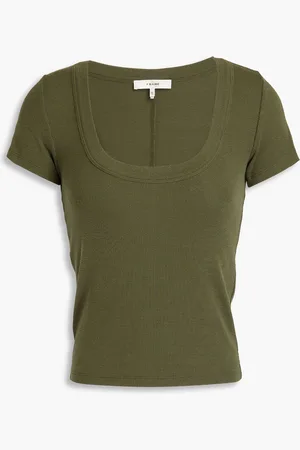 Frame T-Shirt aus Stretch-Jersey aus einer gerippten Modalmischung - Grün - L