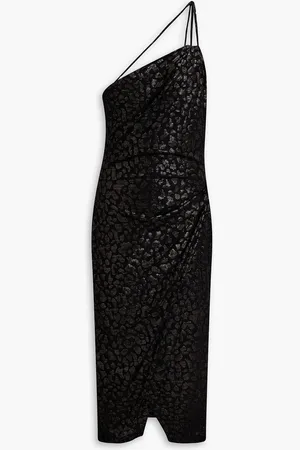 IRO Midikleid aus beflocktem Jersey mit Wickeleffekt - - FR 40