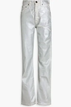 ROTATE Rotta hoch sitzende Jeans mit geradem Bein und Metallic-Beschichtung - Metallic - 28