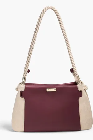 Chloé Key zweifarbige Schultertasche aus Leder und Twill - Burgunderrot - OneSize