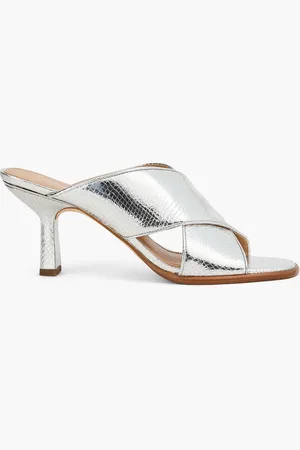 Michael Kors Gideon Mules aus Leder mit Schlangeneffekt in Metallic-Optik - Metallic - US 7