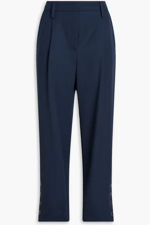 Giorgio Armani Karottenhose aus Woll-Twill mit Falten - Blau - IT 46
