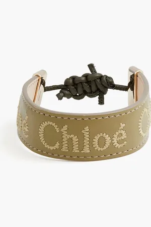 Chloé Woody Armband aus Leder mit Stickereien - Grün - ONESIZE