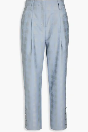 Giorgio Armani Karierte Karottenhose aus Woll-Jacquard - Blau - IT 44