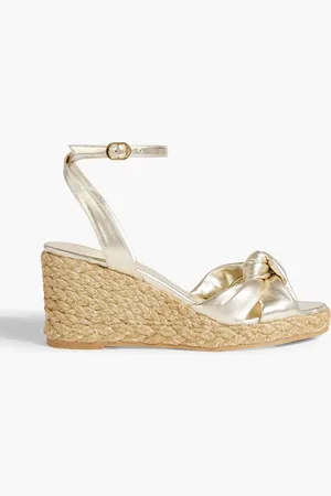 Stuart Weitzman Playa Espadrille-Wedges aus Metallic-Leder mit Knotendetail - Metallic - EU 37.5