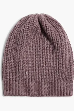 Brunello Cucinelli Beanie aus einer gerippten Kaschmir-Seidenmischung mit Pailletten - Lila - S
