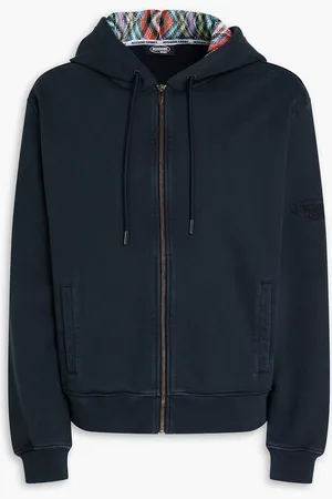 Missoni Hoodie aus Baumwollfrottee mit Reißverschluss - Blau - S