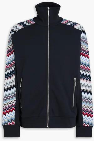 Missoni Sweatshirt aus Häkelstrick und Baumwollfrottee mit Reißverschluss - Blau - M