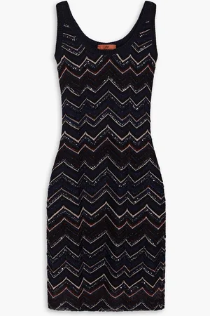 Missoni Mini-Strickkleid in Häkeloptik mit Pailletten - Blau - IT 48