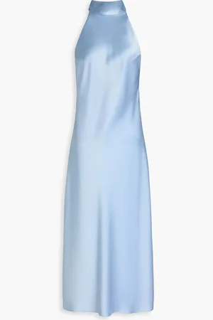GALVAN Neckholder-Midikleid aus Satin - Blau - FR 44