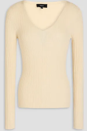 THEORY Pullover aus einer gerippten Wollmischung - Weiß - L
