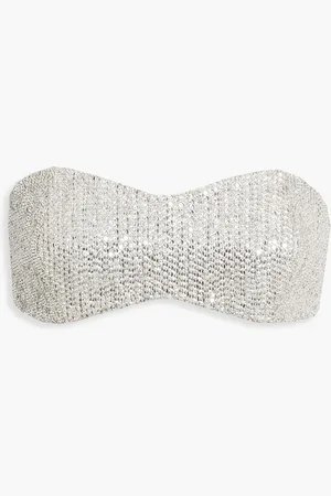 Michael Kors Bustier aus Crêpe mit Kristallverzierung - Metallic - US 6