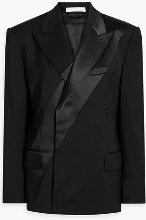Helmut Lang Doppelreihiger Blazer aus Wolle mit Satin-Einsätzen - - XS