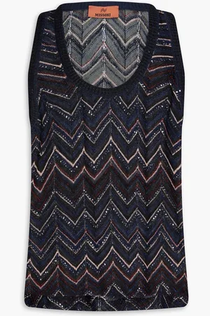 Missoni Tanktop aus Metallic-Häkelstrick mit Verzierung - Blau - IT 44