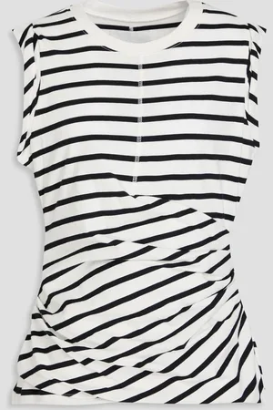 3.1 Phillip Lim Oberteil aus Baumwolle mit Streifen und Falten - Weiß - XS