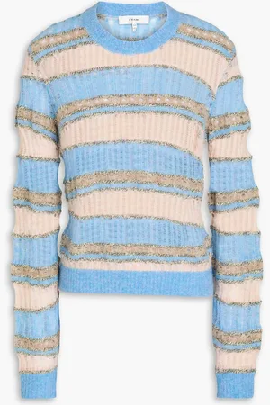 Frame Lochstrickpullover mit Streifen - Blau - L