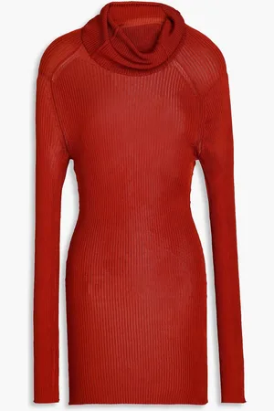 Victoria Beckham Rollkragenpullover aus Rippstrick mit Stickereien - Rot - XS
