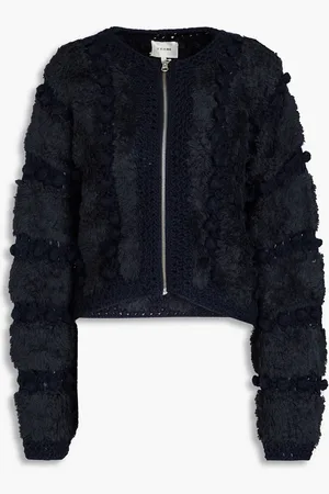 Frame Strickcardigan mit Pompons - Blau - XS