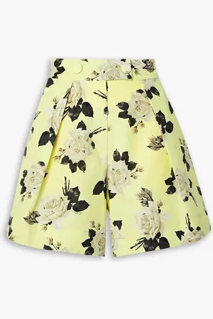 Erdem Howard Shorts aus Baumwoll-Faille mit Blumenprint - Gelb - UK 14
