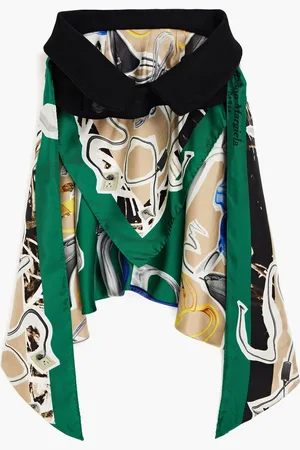 Maison Margiela Schal aus Filz und Seidensatin mit Print - Grün - IT 36