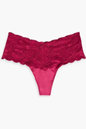 Cosabella Comfie halbhoher String aus glänzendem Jersey und Stretch-Spitze - Burgunderrot - L/XL