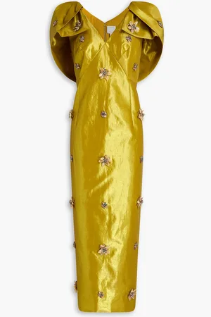 HUISHAN ZHANG Midikleid aus Taft mit Verzierung - Metallic - UK 16