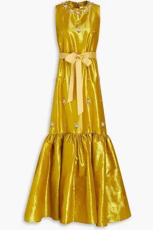 HUISHAN ZHANG Ausgestellte Robe aus Taft mit Kristallverzierung - Metallic - UK 8