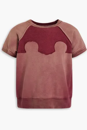 Maison Margiela Sweatshirt aus Baumwollfrottee in Distressed-Optik - Burgunderrot - S